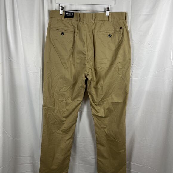 Tommy Hilfiger Thflex Custom Fit Pants Men's 38x36 Khaki/beige Straight Casual - Picture 1 of 11